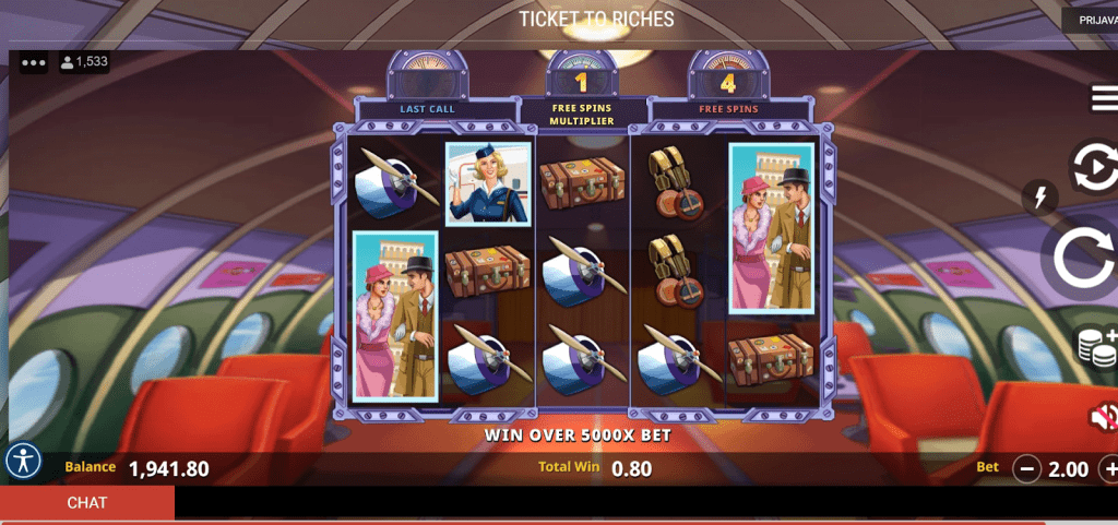 ticket to riches slot screenshot by microgaming